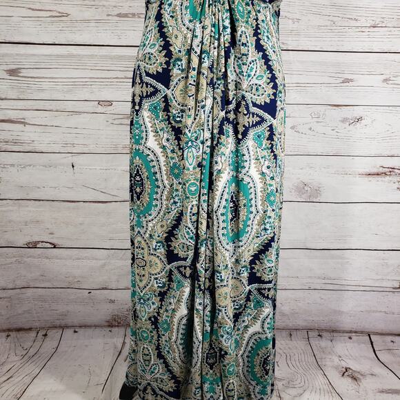 Soft Surroundings Teal and Cream Paisley Midi Dress - Picture 5 of 15